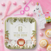 Cute Wild Tropical Safari Animals Veerdag Papieren Bordje (Feest)