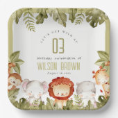 Cute Wild Tropical Safari Animals Veerdag Papieren Bordje (Voorkant)