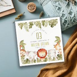 Cute Wild Tropical Safari Animals Veerdag Servet