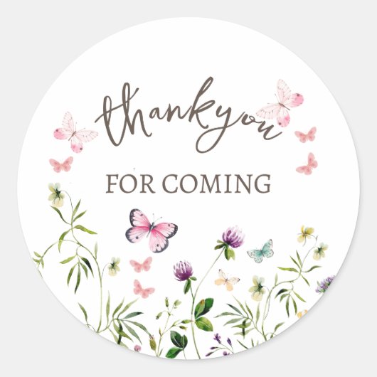 Cute Wildbloemen Dank u Klassieke Ronde Sticker (Voorkant)