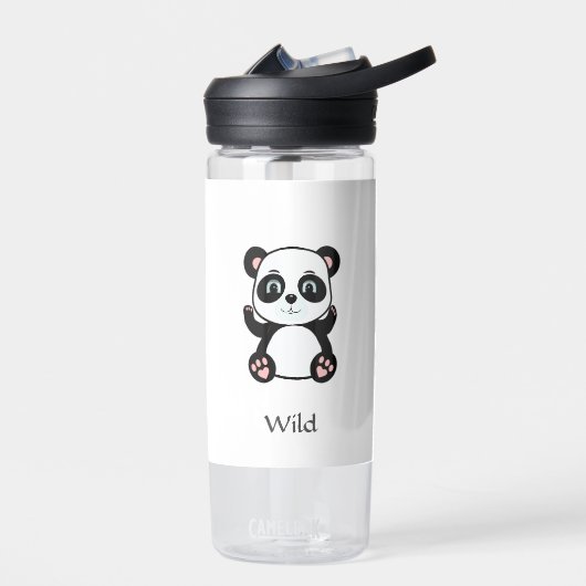 Cute wilde baby panda beer op witte waterfles (Links)