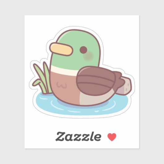 Cute Wilde Eend Zwemt In De Vijver Sticker (Vel)
