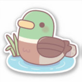 Cute Wilde Eend Zwemt In De Vijver Sticker (Voorkant)