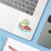Cute Wilde Eend Zwemt In De Vijver Sticker (Laptop met iPhone)