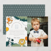 Cute Wilde Jungle Dieren Kinderen Foto Verjaardag Bedankkaart (Voorkant / Achterkant)