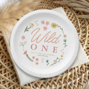 Cute Wilde Meid Wildflower 2de Verjaardag Papieren Bordje