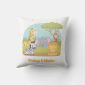 Cute Wilde Safari Dieren Baby Naam Slaapkamer Deco Kussen (Achterkant)