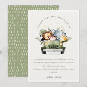 Cute Wilde Tropische Jungle Dieren in Auto Verjaar Bedankkaart (Voorkant / Achterkant)