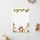 Cute Wilde Tropische Safari Dieren Kinder Verjaard Notitiekaartje (Voorkant / Achterkant in situ)