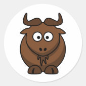 Cute Wildebeest Cartoon Gnu Boy Ronde Sticker (Voorkant)