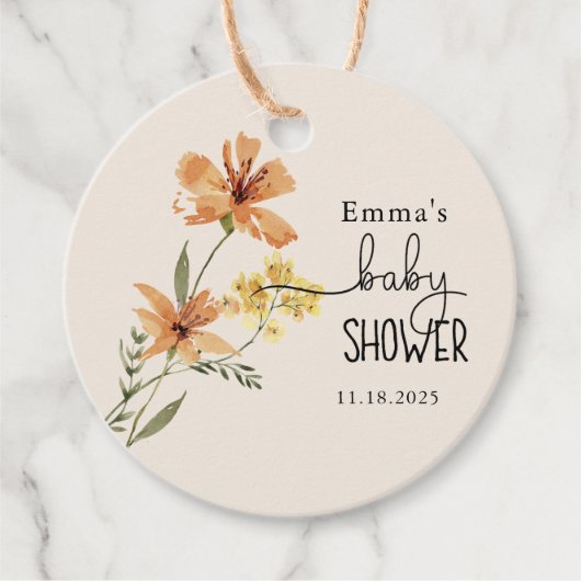 Cute Wildflower Baby shower Bedankjes Labels (Voorkant)
