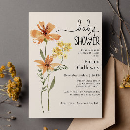 Cute Wildflower Baby shower Kaart