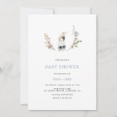 Cute Wildflower Bunny Dusty Blue Baby shower Kaart (Voorkant)