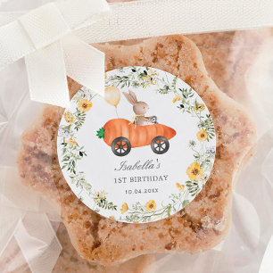 Cute Wildflower Bunny Rabbit Paasdag Ronde Sticker