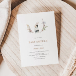 Cute Wildflower Bunny Tan Baby shower Invitation Kaart