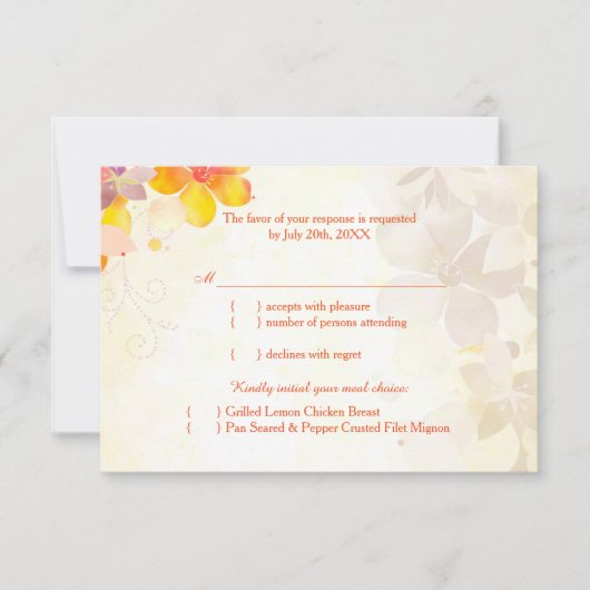 Cute Wildflower Garden Wedding Meal Choice RSVP (Voorkant)