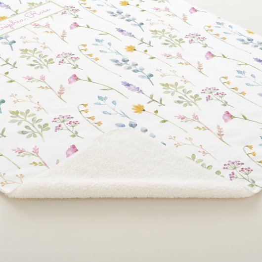 Cute Wildflower Pattern Sherpa Deken (3/4)