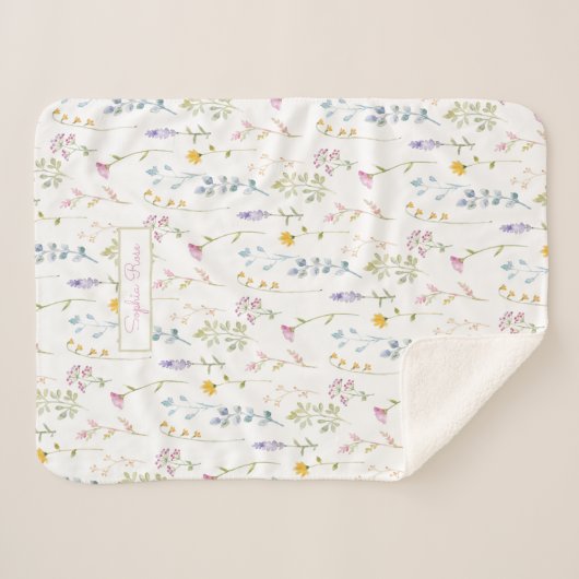 Cute Wildflower Pattern Sherpa Deken (Voorkant (horizontaal))
