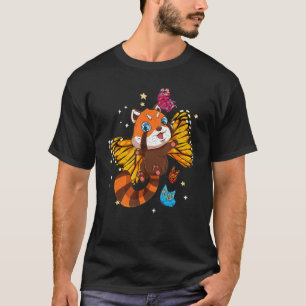 Cute Wildlife Animal Insect Butterfly Red Panda T-shirt