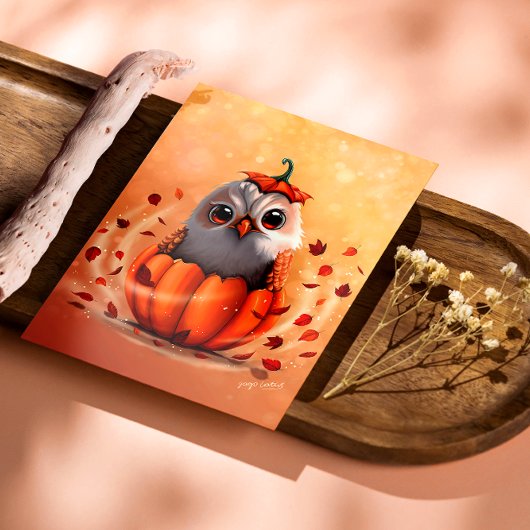 Cute Wildlife Of An Owl's Echo: Autumn's Guardian Perfect Poster