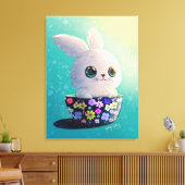 Cute Wildlife Of Spring Guardian: Bunny in Bloom Canvas Afdruk (Insitu (Woonkamer))