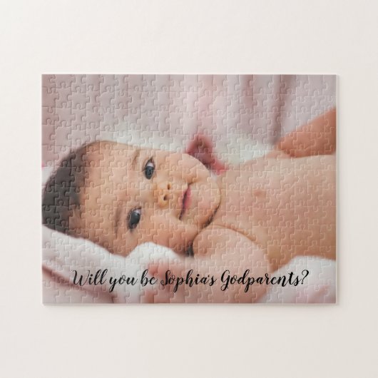 Cute Will you be a Godparent Script Photo Legpuzzel (Horizontaal)