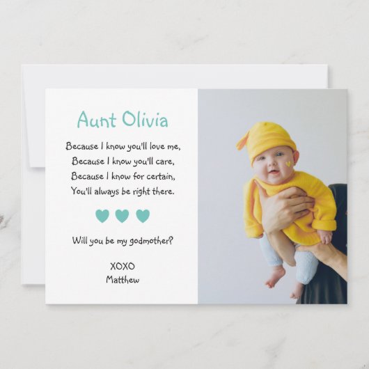 Cute Will you be My Godmoeder proposal Photo Kaart (Voorkant)