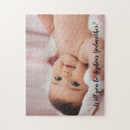 Cute Will you be My Godmoeder Script Photo Legpuzzel (Verticaal)