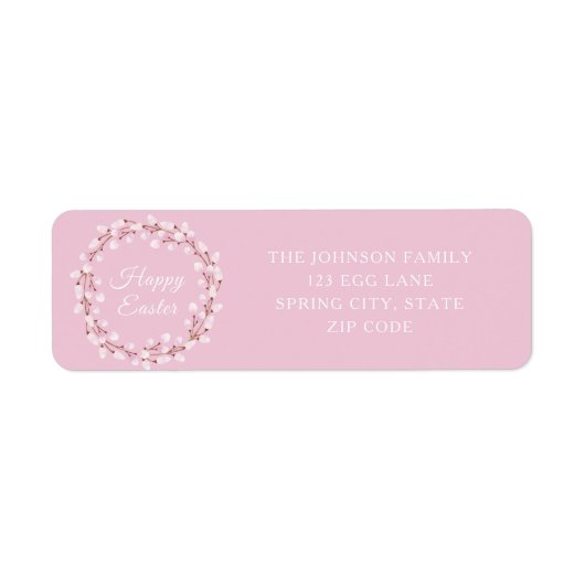 Cute Willow Happy Paasroze Adres Etiket (Voorkant)