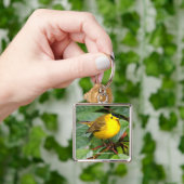 Cute Wilson's Warbler Songbird in Cherry Tree Sleutelhanger (Hand)