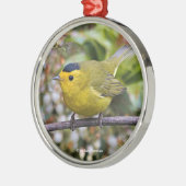 Cute Wilson's Warbler Songbird op de Grapevine Metalen Ornament (Links)