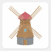 Cute Windmill Square Sticker (Voorkant)