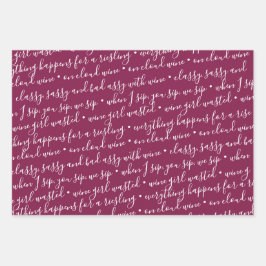 Cute Wine Gift Typography Stripes Inpakpapier Vel
