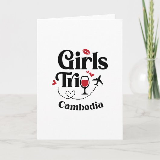 Cute Wine Girls Trip Cambodia Travel Vacation  Kaart (Voorkant)