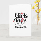 Cute Wine Girls Trip Cambodia Travel Vacation  Kaart (Gele Bloem)