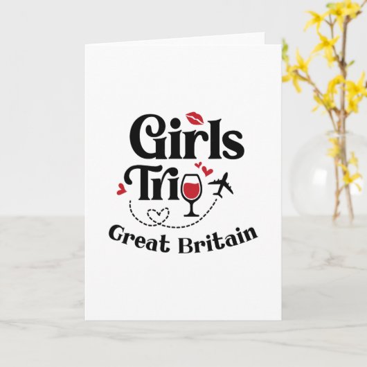 Cute Wine Girls Trip Great Britain Travel Vacation Kaart (Gele Bloem)