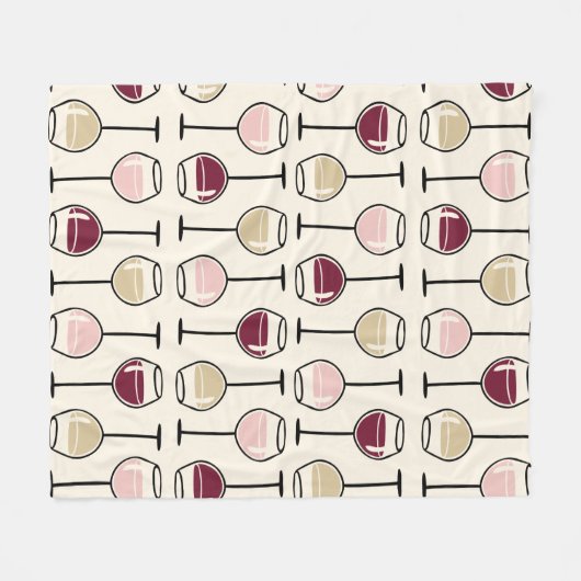 Cute Wine Glass Patroon Fleece Deken (Voorkant (Horizontaal))