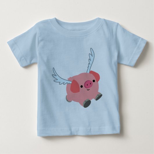 Cute Winged Cartoon Pig Baby T-Shirt (Voorkant)