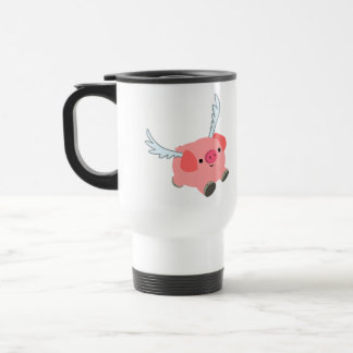 Cute Winged Cartoon Pig Commuter Mok