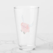Cute Winged Cartoon Pig Glas (Achterkant)