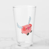 Cute Winged Cartoon Pig Glas (Voorkant)
