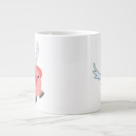 Cute Winged Cartoon Pig Grote Koffiekop