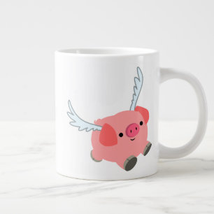 Cute Winged Cartoon Pig Grote Koffiekop