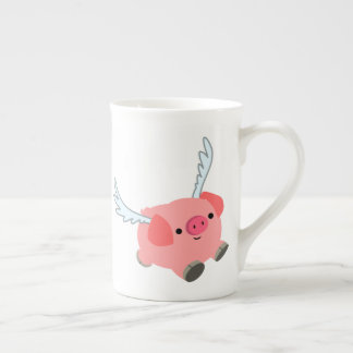 Cute Winged Cartoon Pig Porselein Kop