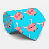 Cute Winged Cartoon Pig Stropdas (Opgerold)