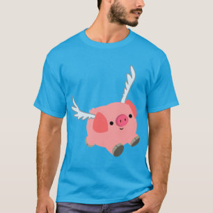 Cute Winged Cartoon Pig T-Shirt