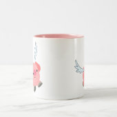 Cute Winged Cartoon Pig Tweekleurige Koffiemok (Center)