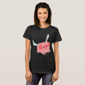 Cute Winged Cartoon Pig Women T-Shirt (Voorkant volledig)