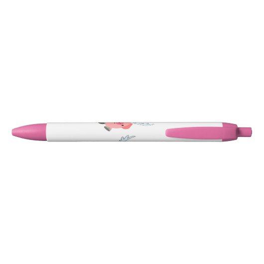 Cute Winged Cartoon Pig Zwarte Inkt Pen (Achterkant)