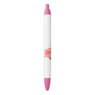 Cute Winged Cartoon Pig Zwarte Inkt Pen